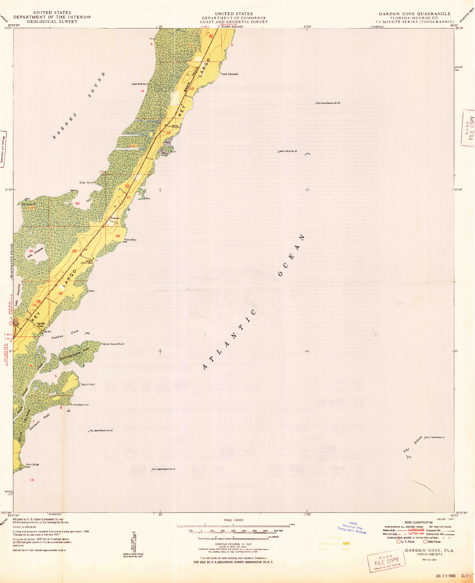 USGS 1:24000-SCALE QUADRANGLE FOR GARDEN COVE, FL 1949