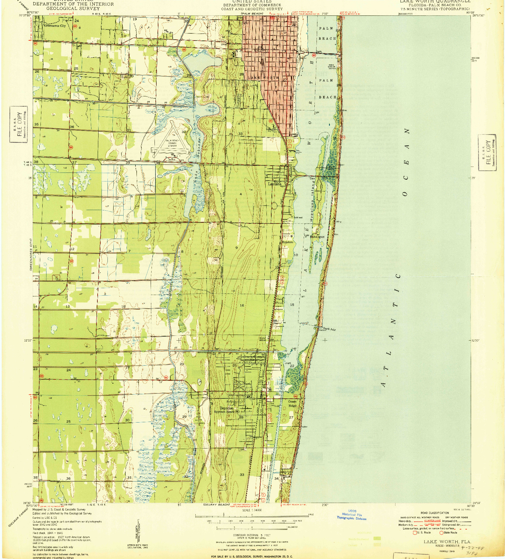 USGS 1:24000-SCALE QUADRANGLE FOR LAKE WORTH, FL 1949