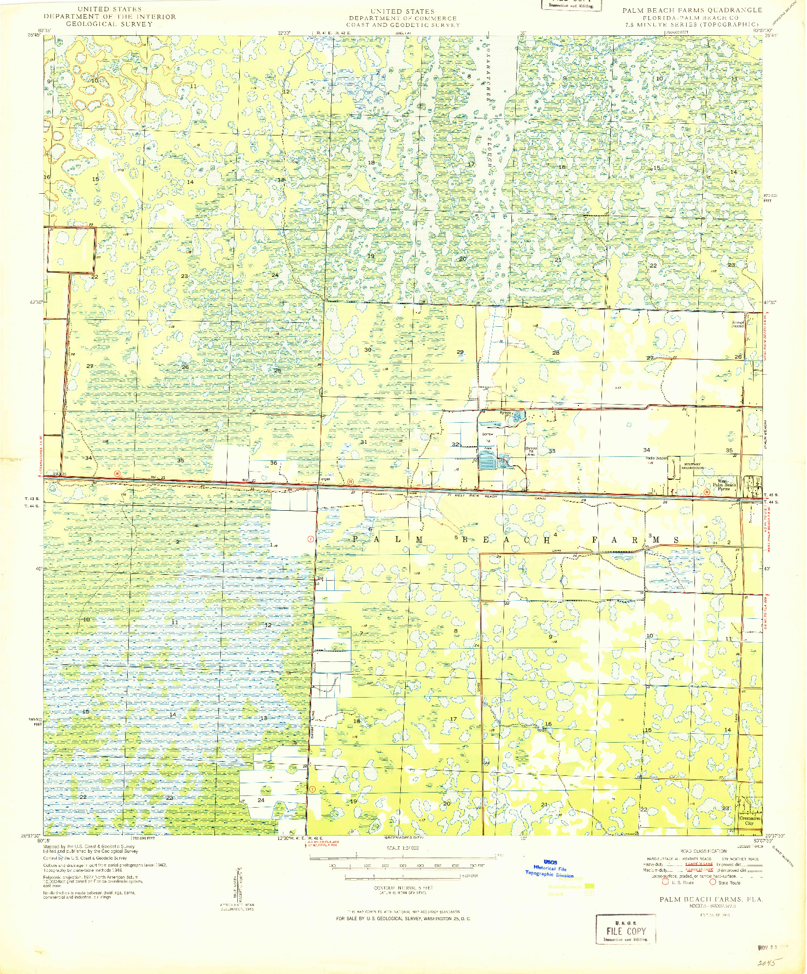 USGS 1:24000-SCALE QUADRANGLE FOR PALM BEACH FARMS, FL 1949
