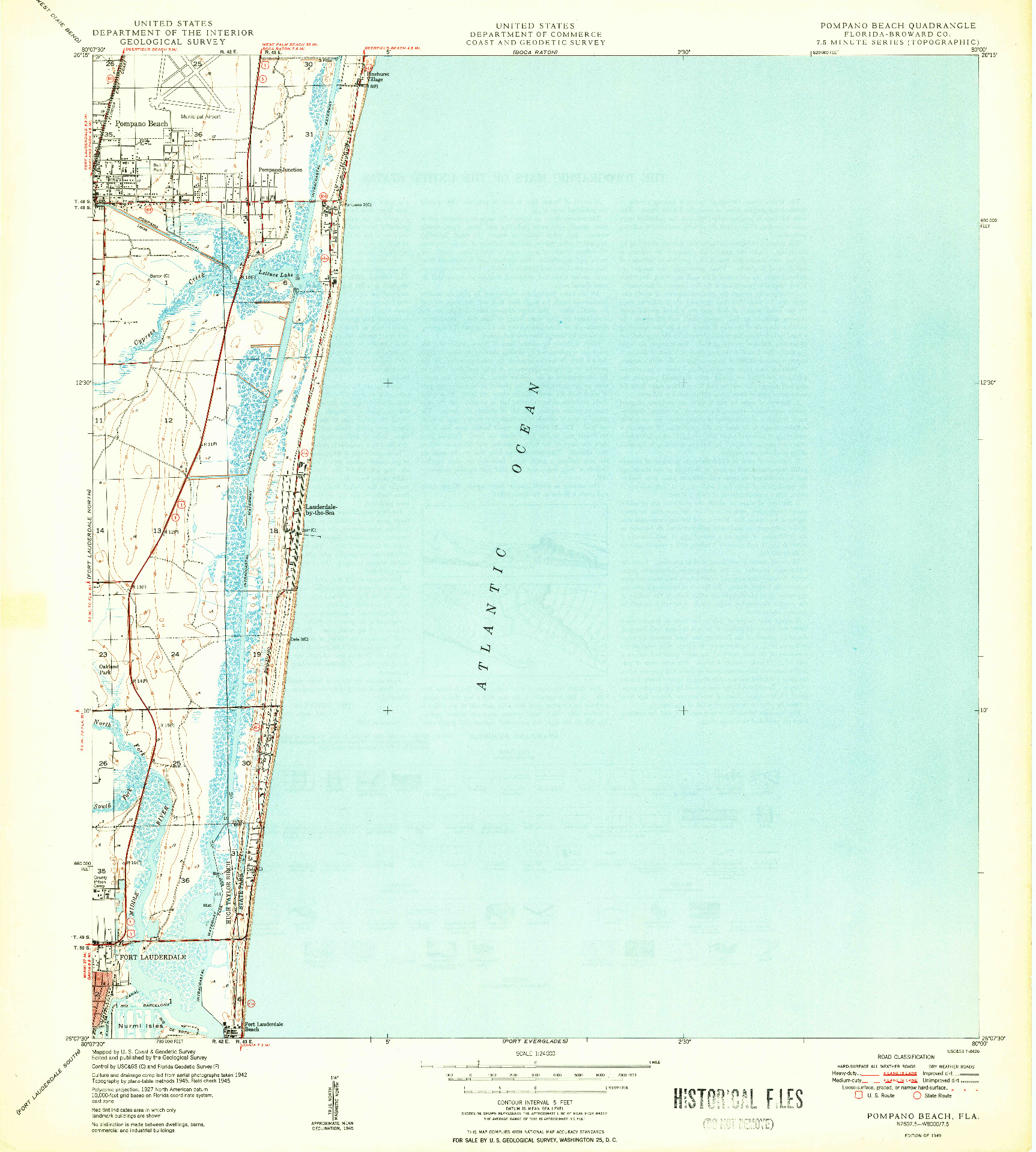USGS 1:24000-SCALE QUADRANGLE FOR POMPANO BEACH, FL 1949