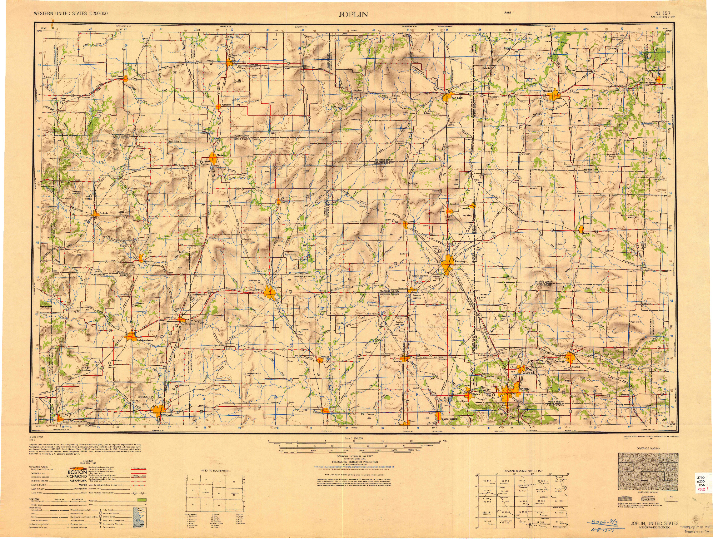 USGS 1:250000-SCALE QUADRANGLE FOR JOPLIN, MO 1949