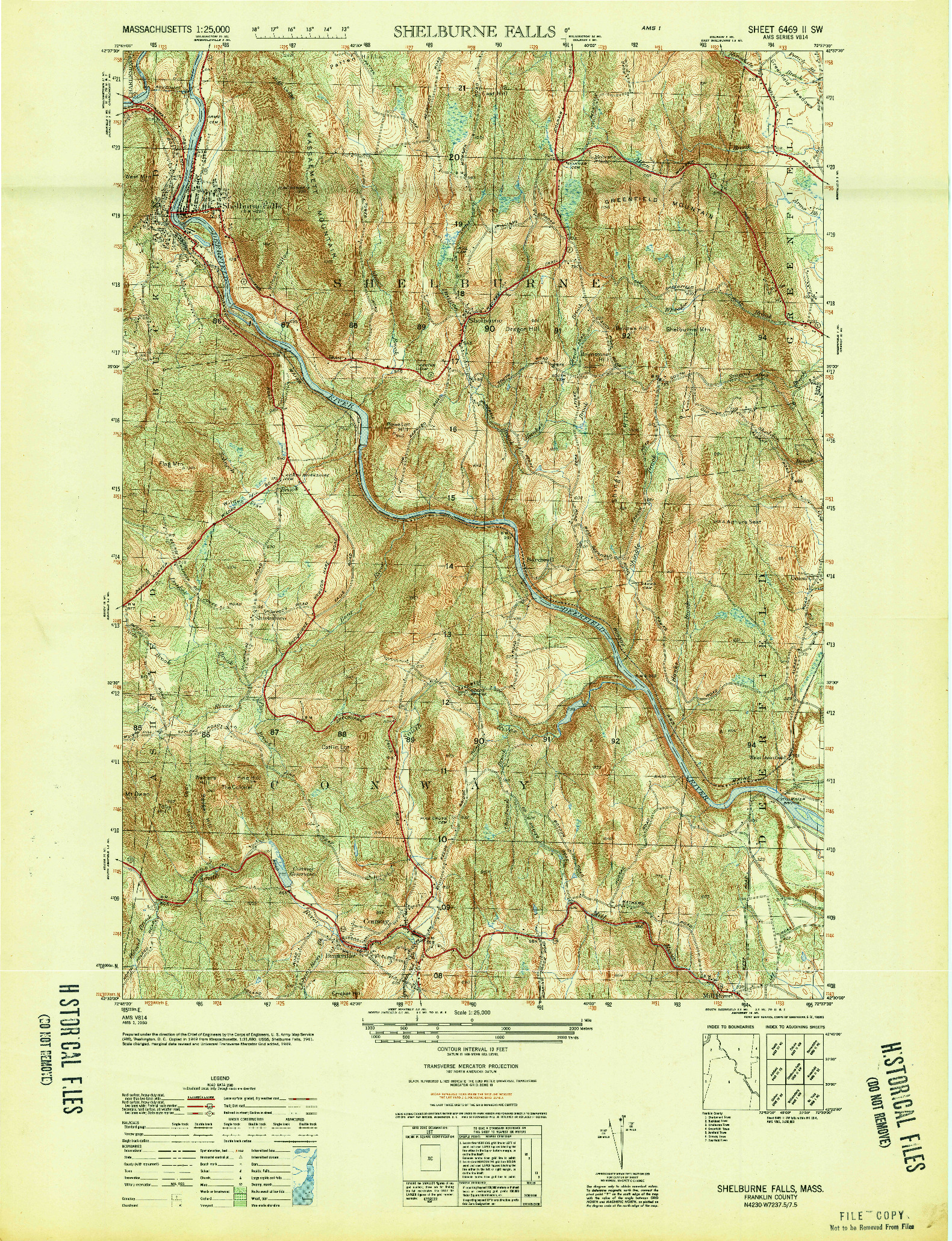 USGS 1:25000-SCALE QUADRANGLE FOR SHELBURNE FALLS, MA 1949