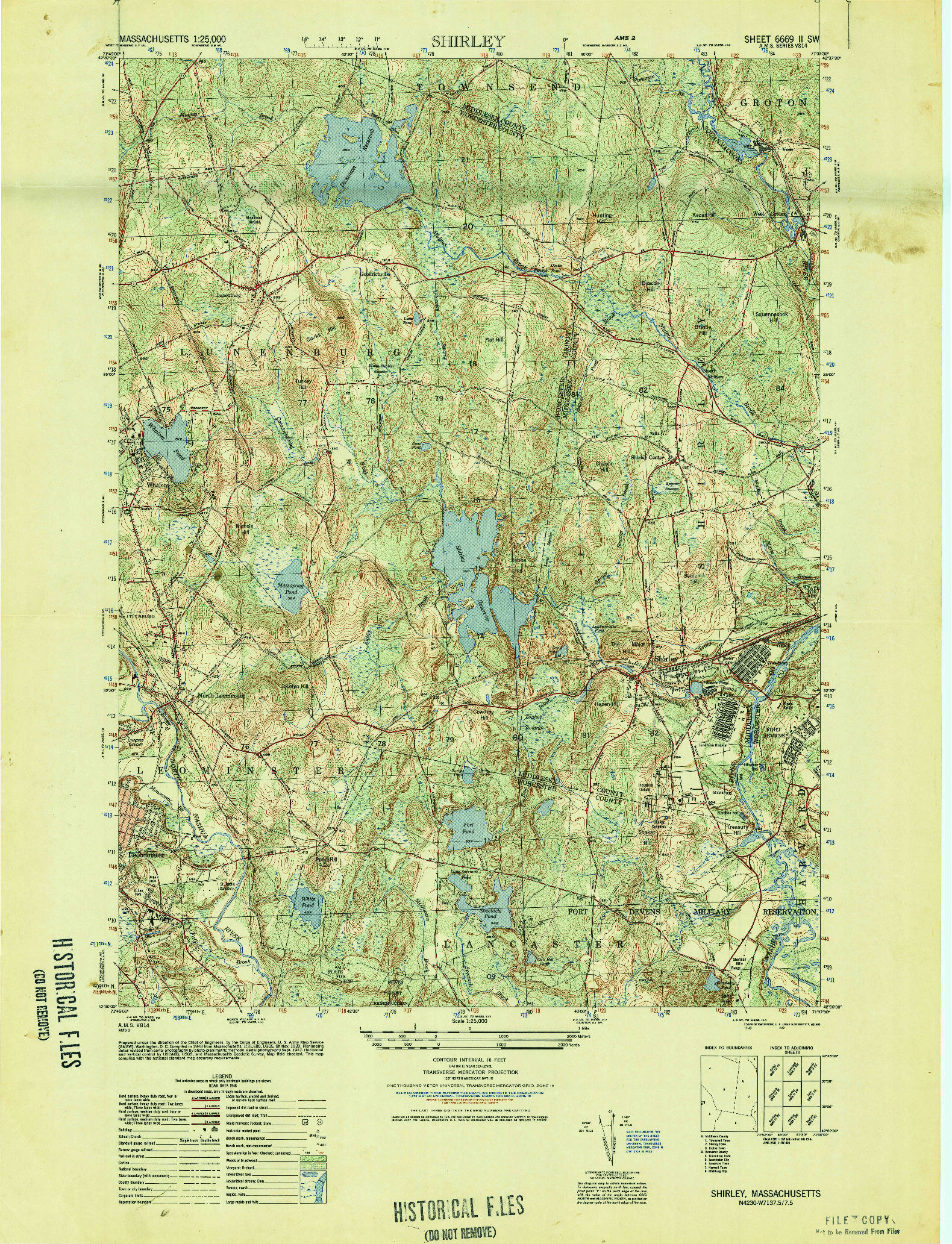 USGS 1:25000-SCALE QUADRANGLE FOR SHIRLEY, MA 1949