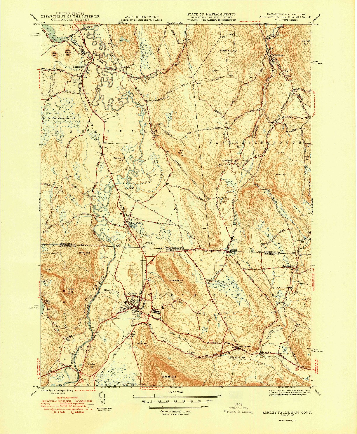 USGS 1:31680-SCALE QUADRANGLE FOR ASHLEY FALLS, MA 1949