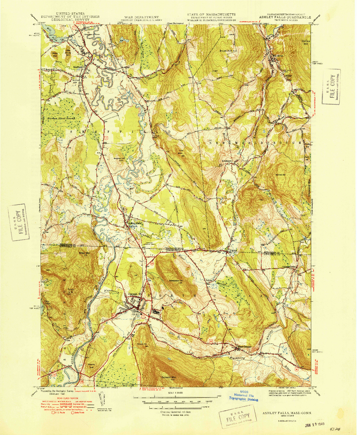 USGS 1:31680-SCALE QUADRANGLE FOR ASHLEY FALLS, MA 1949