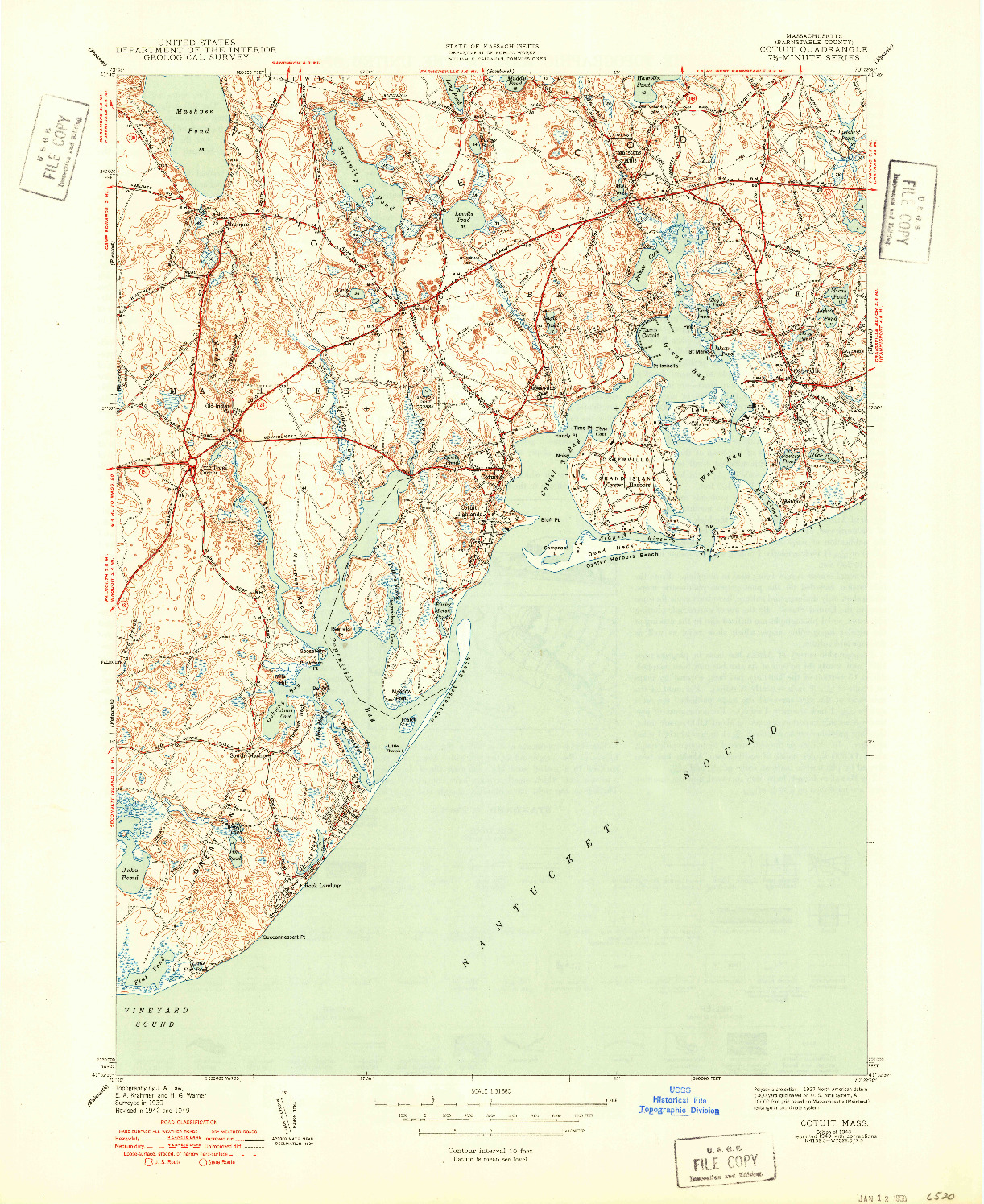 USGS 1:31680-SCALE QUADRANGLE FOR COTUIT, MA 1943