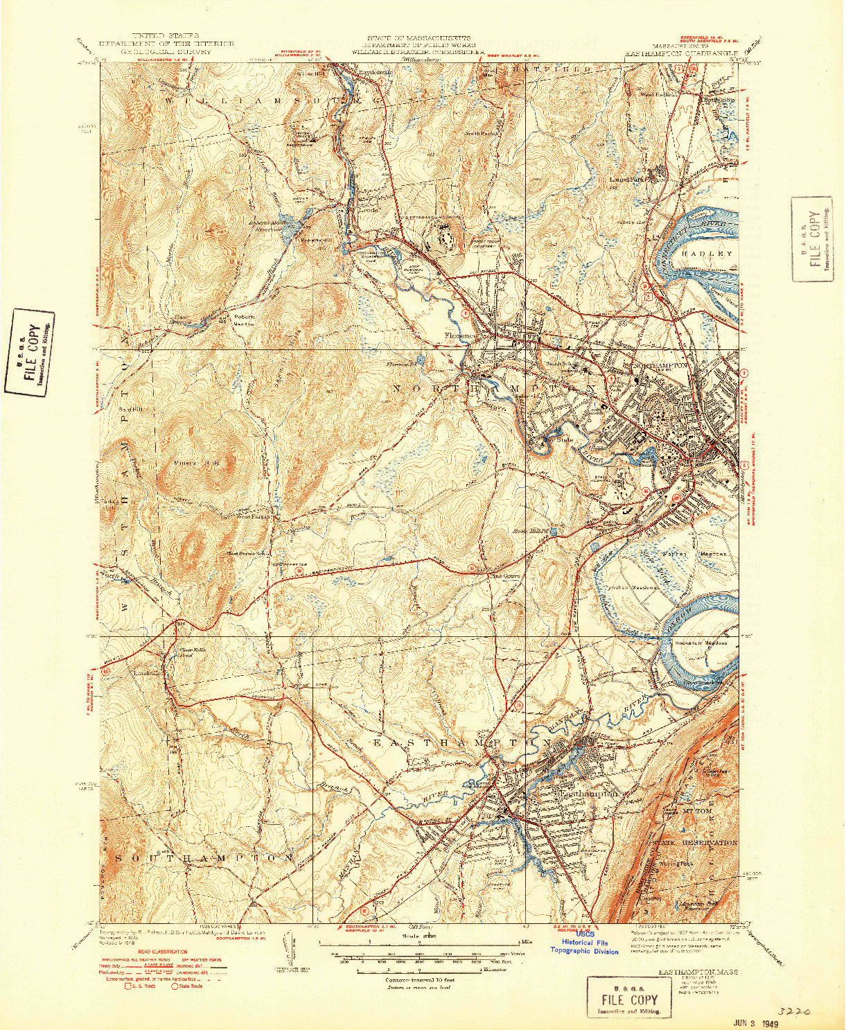 USGS 1:31680-SCALE QUADRANGLE FOR EASTHAMPTON, MA 1939