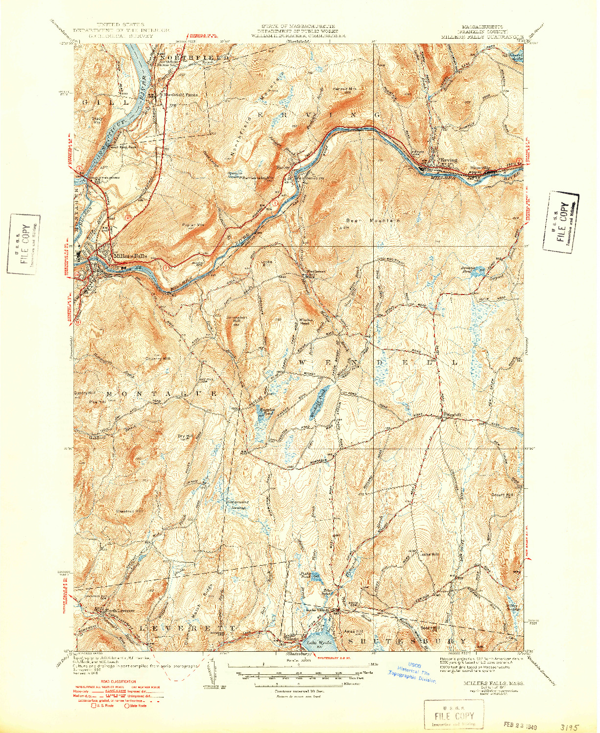 USGS 1:31680-SCALE QUADRANGLE FOR MILLERS FALLS, MA 1941