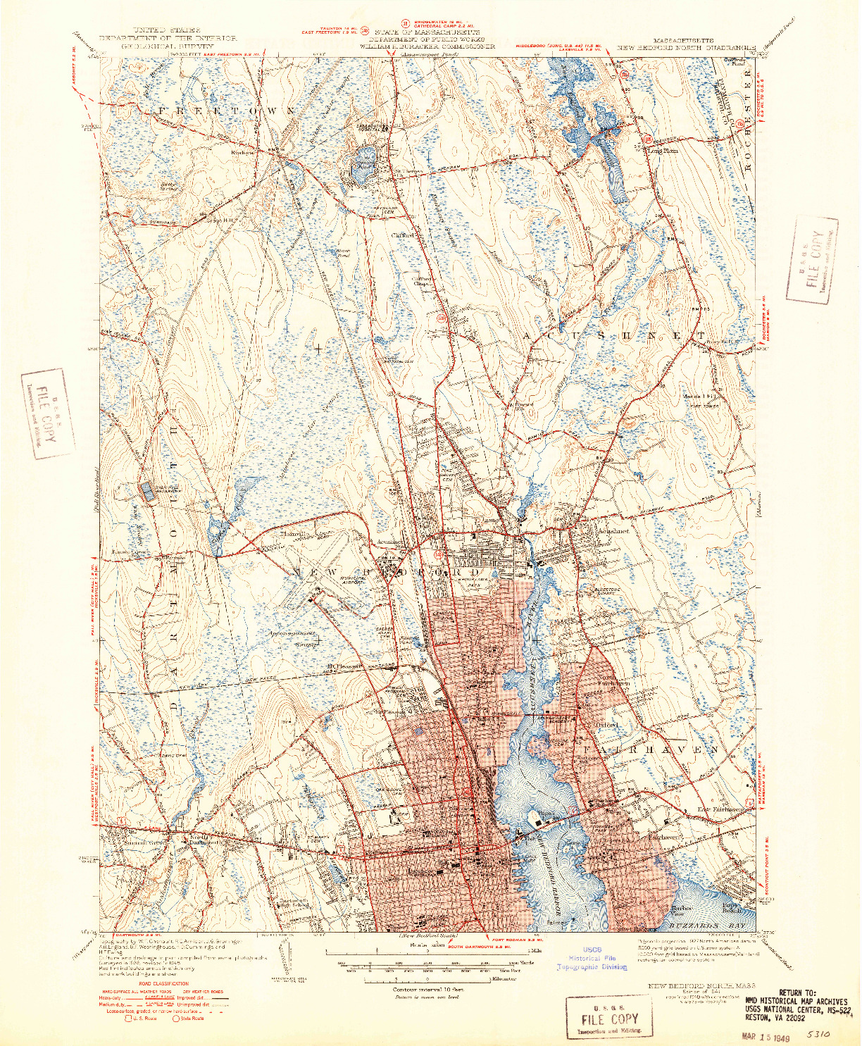 USGS 1:31680-SCALE QUADRANGLE FOR NEW BEDFORD NORTH, MA 1941