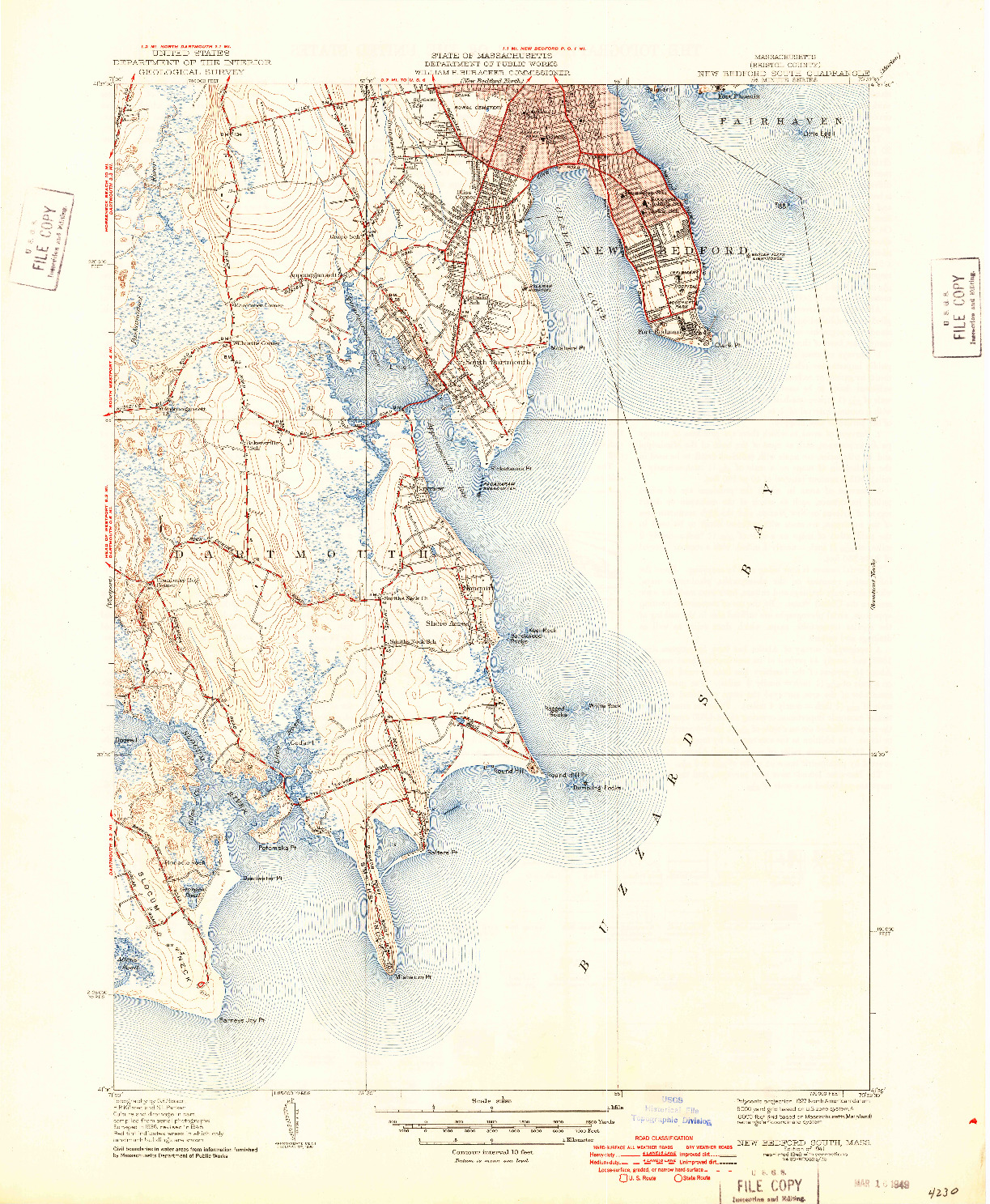 USGS 1:31680-SCALE QUADRANGLE FOR NEW BEDFORD SOUTH, MA 1941