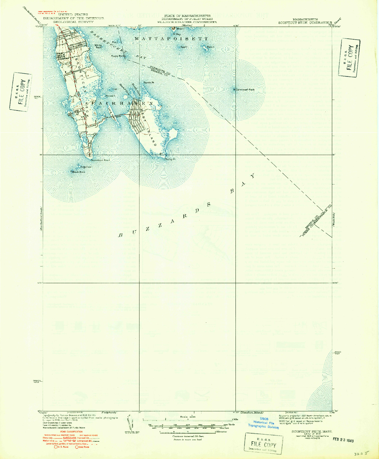 USGS 1:31680-SCALE QUADRANGLE FOR SCONTICUT NECK, MA 1940