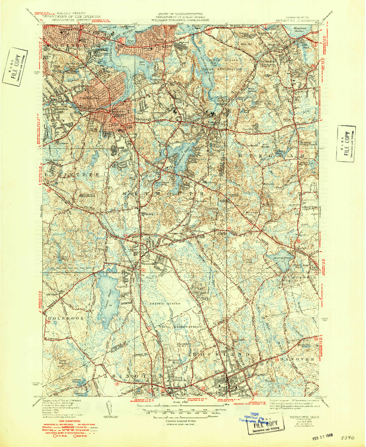 USGS 1:31680-SCALE QUADRANGLE FOR WEYMOUTH, MA 1941