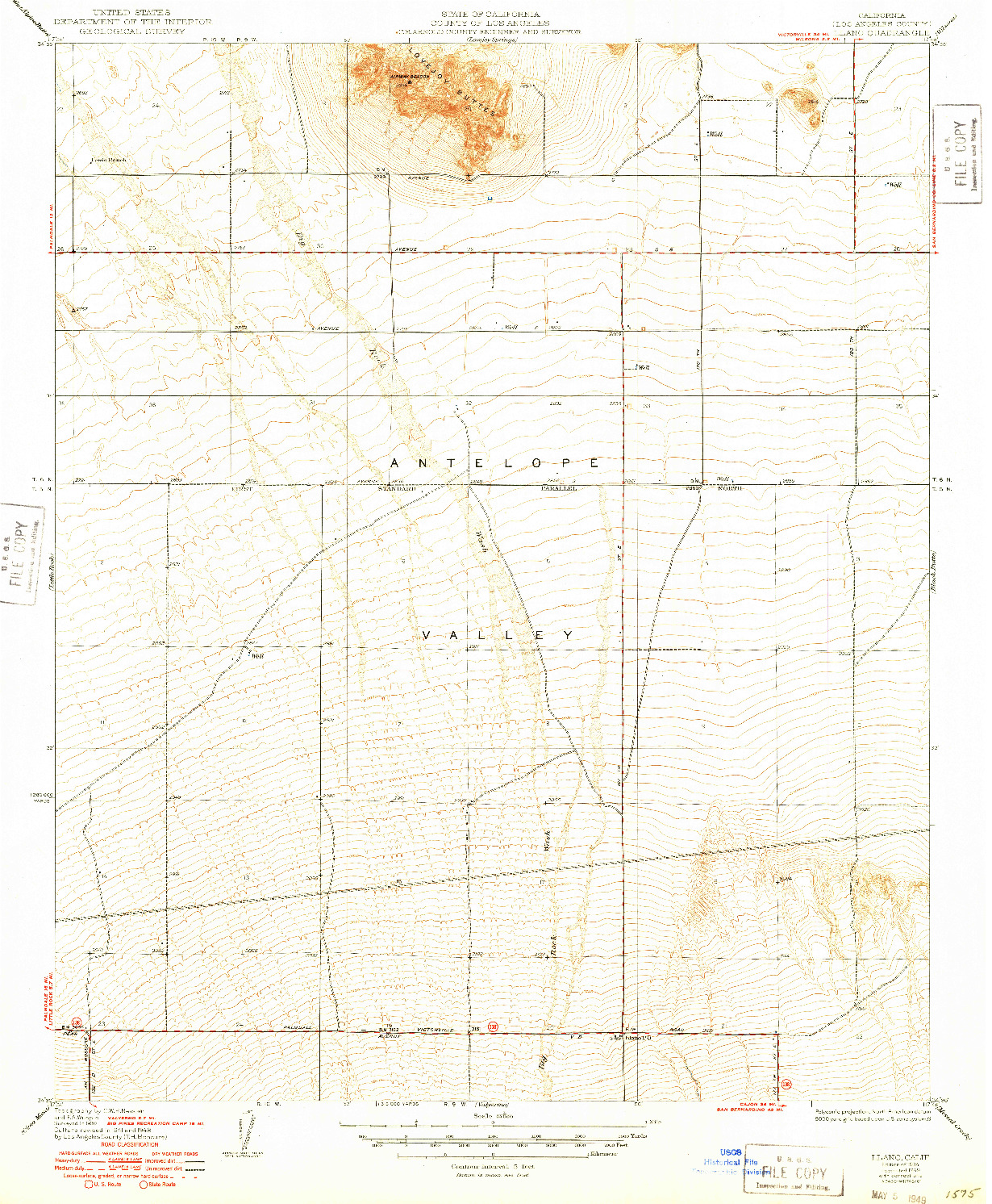 USGS 1:24000-SCALE QUADRANGLE FOR LLANO, CA 1934