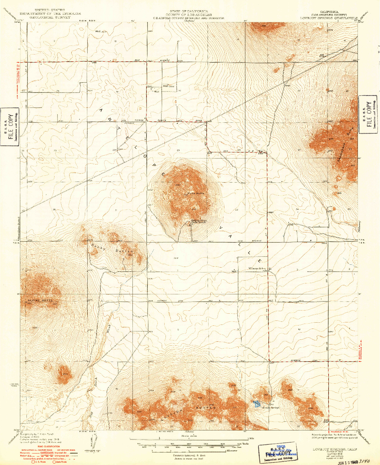 USGS 1:24000-SCALE QUADRANGLE FOR LOVEJOY SPRINGS, CA 1933