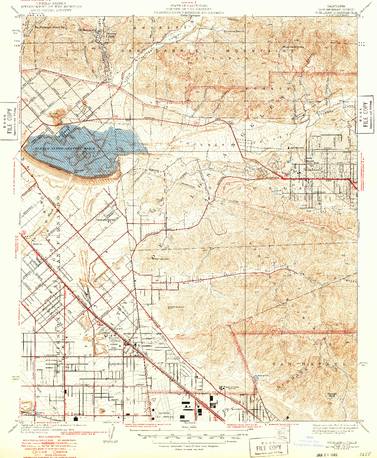 USGS 1:24000-SCALE QUADRANGLE FOR SUNLAND, CA 1942