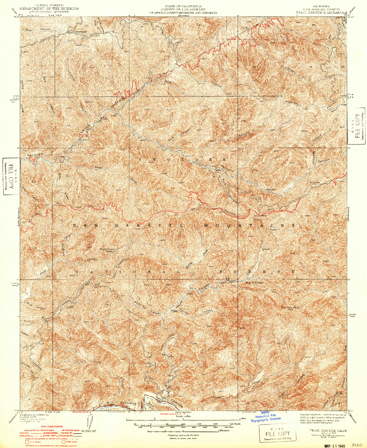 USGS 1:24000-SCALE QUADRANGLE FOR TRAIL CANYON, CA 1940