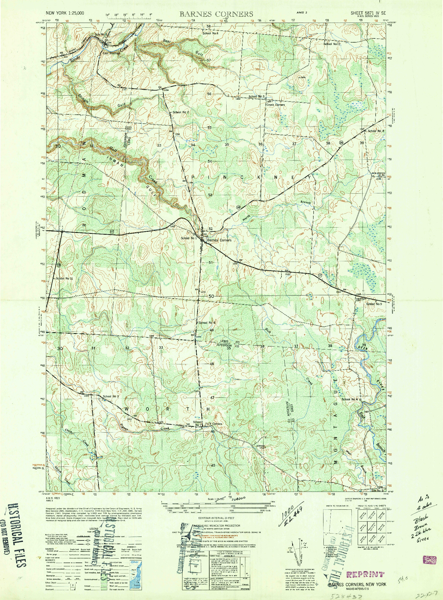 USGS 1:25000-SCALE QUADRANGLE FOR BARNES CORNERS, NY 1949
