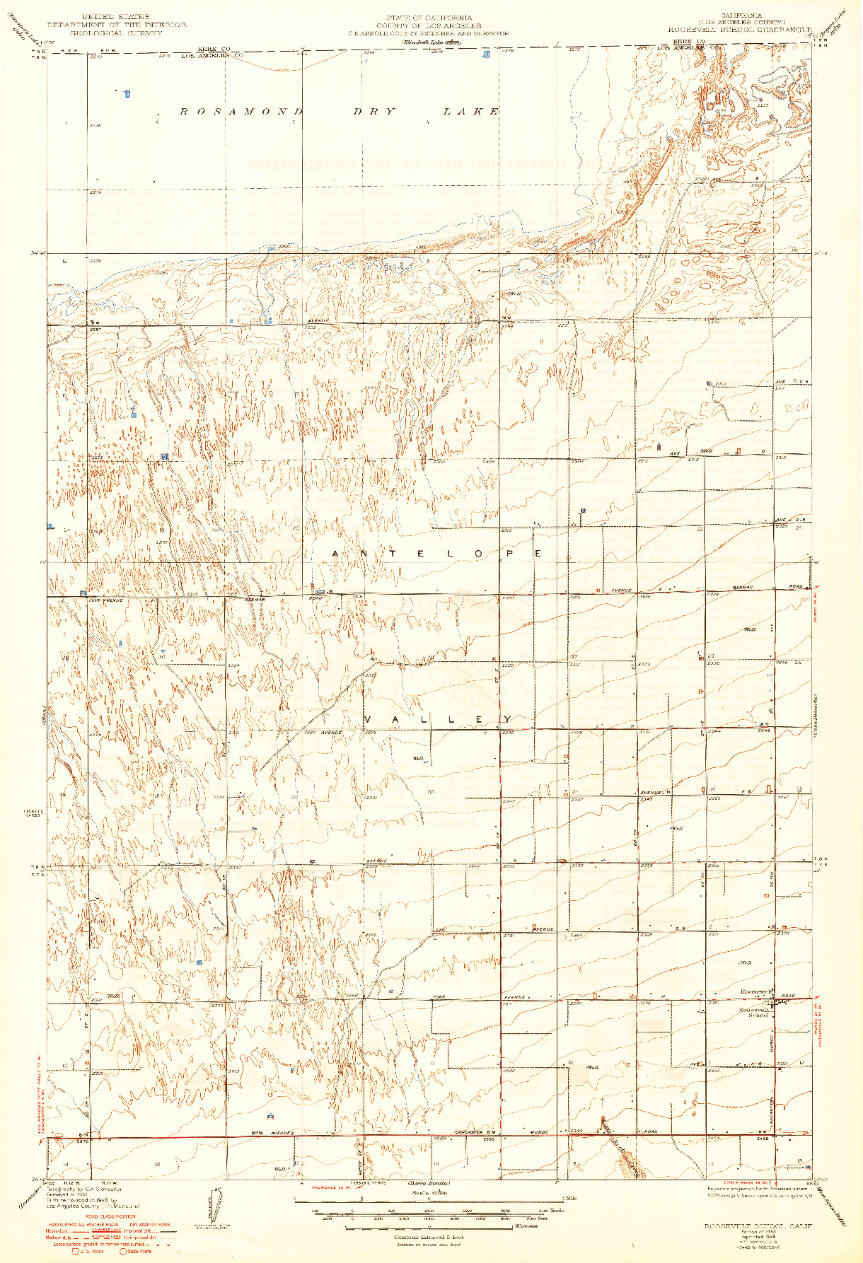 USGS 1:24000-SCALE QUADRANGLE FOR ROOSEVELT SCHOOL, CA 1933
