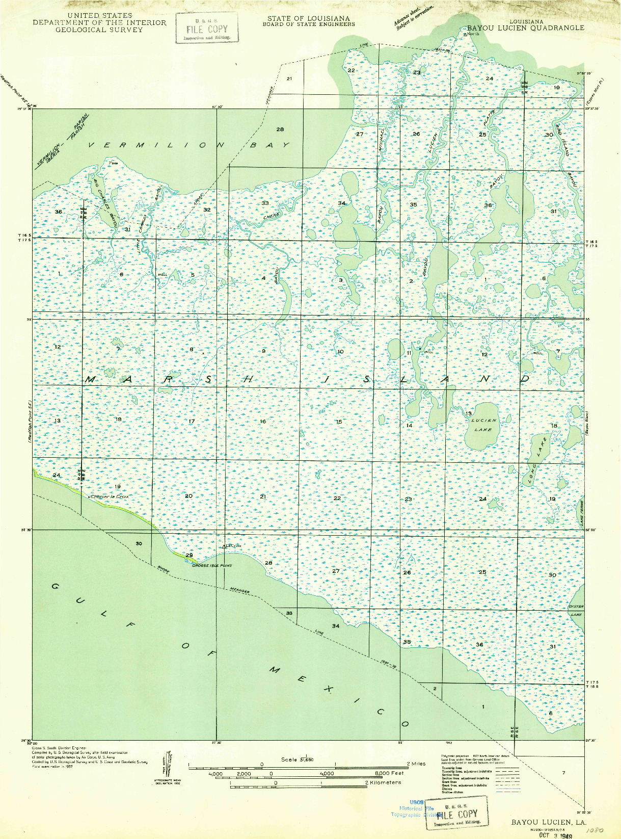 USGS 1:31680-SCALE QUADRANGLE FOR BAYOU LUCIEN, LA 1949