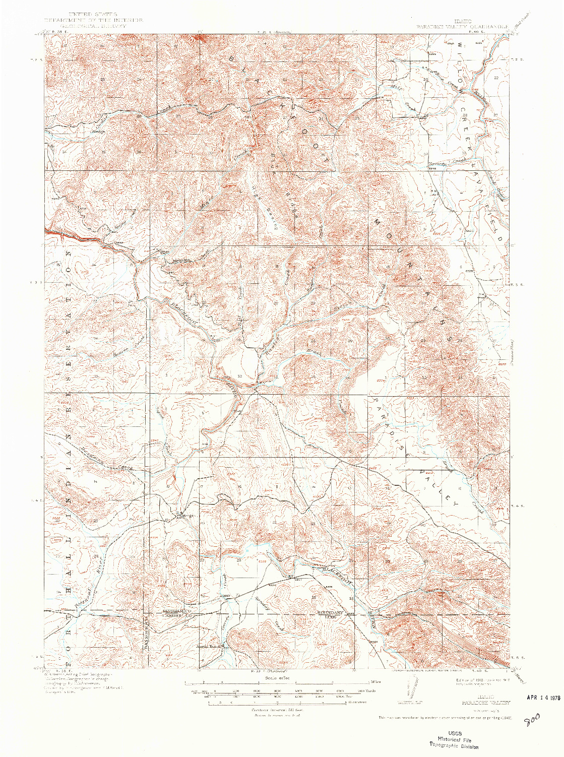 USGS 1:62500-SCALE QUADRANGLE FOR PARADISE VALLEY, ID 1918