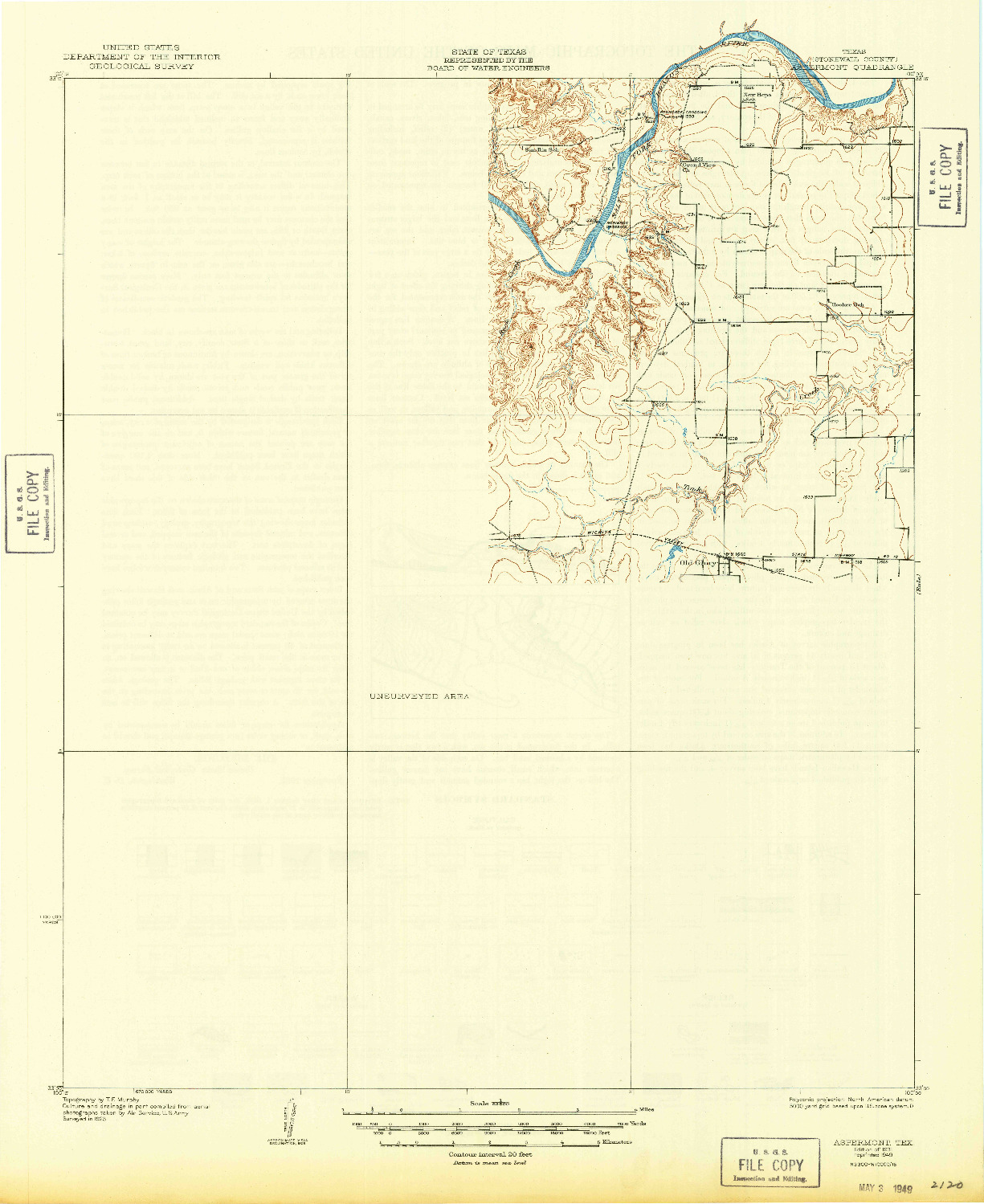 USGS 1:62500-SCALE QUADRANGLE FOR ASPERMONT, TX 1931
