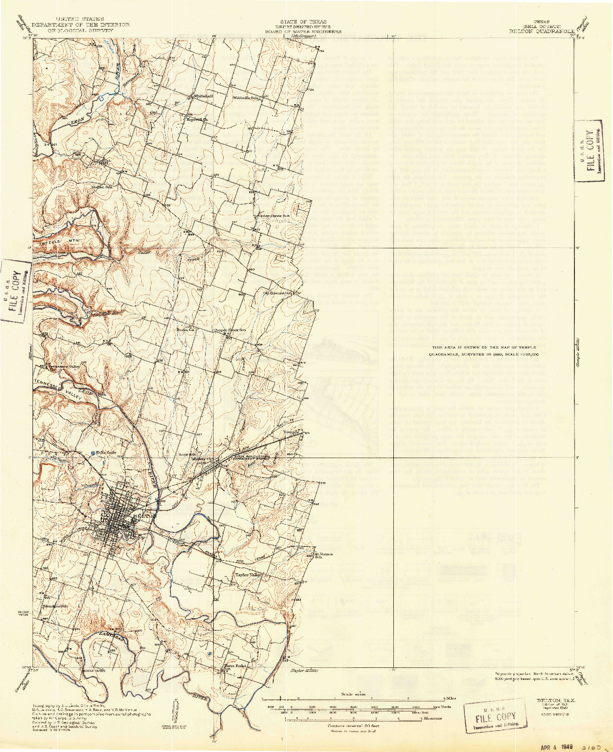 USGS 1:62500-SCALE QUADRANGLE FOR BELTON, TX 1931