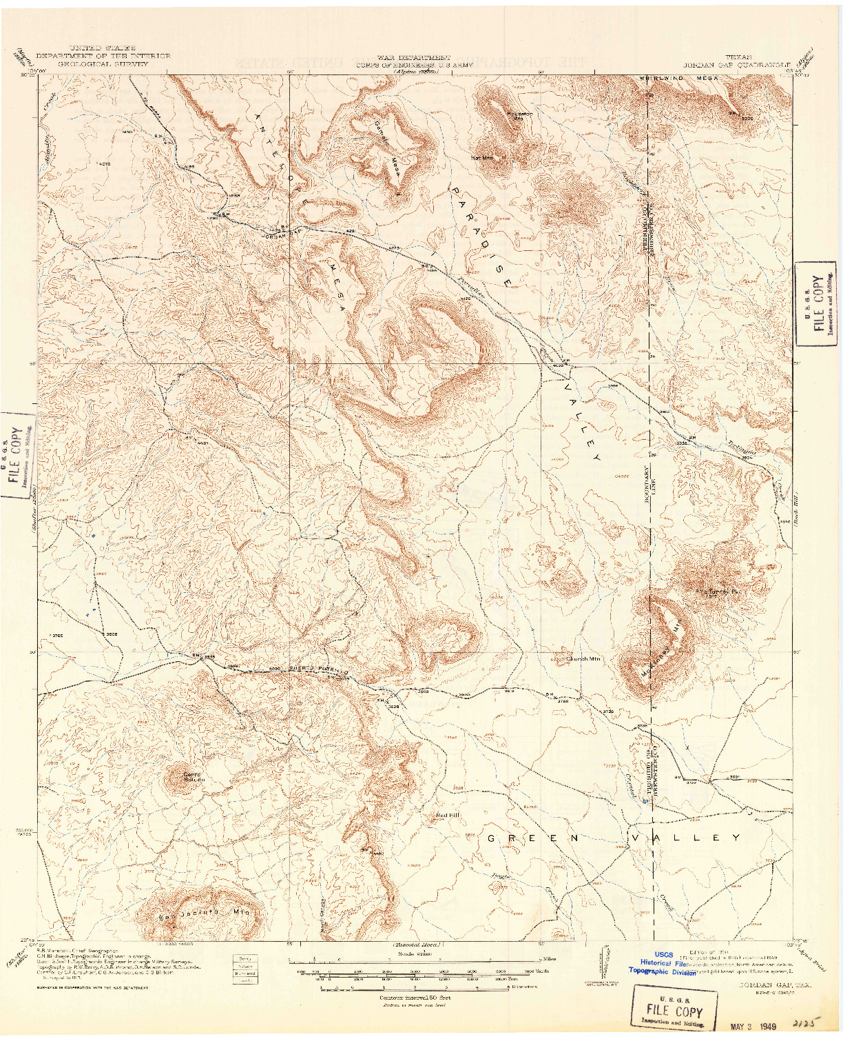 USGS 1:62500-SCALE QUADRANGLE FOR JORDAN GAP, TX 1930