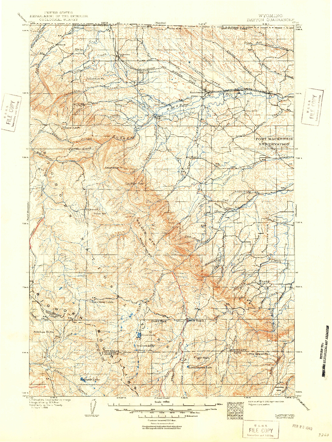 USGS 1:125000-SCALE QUADRANGLE FOR DAYTON, WY 1901