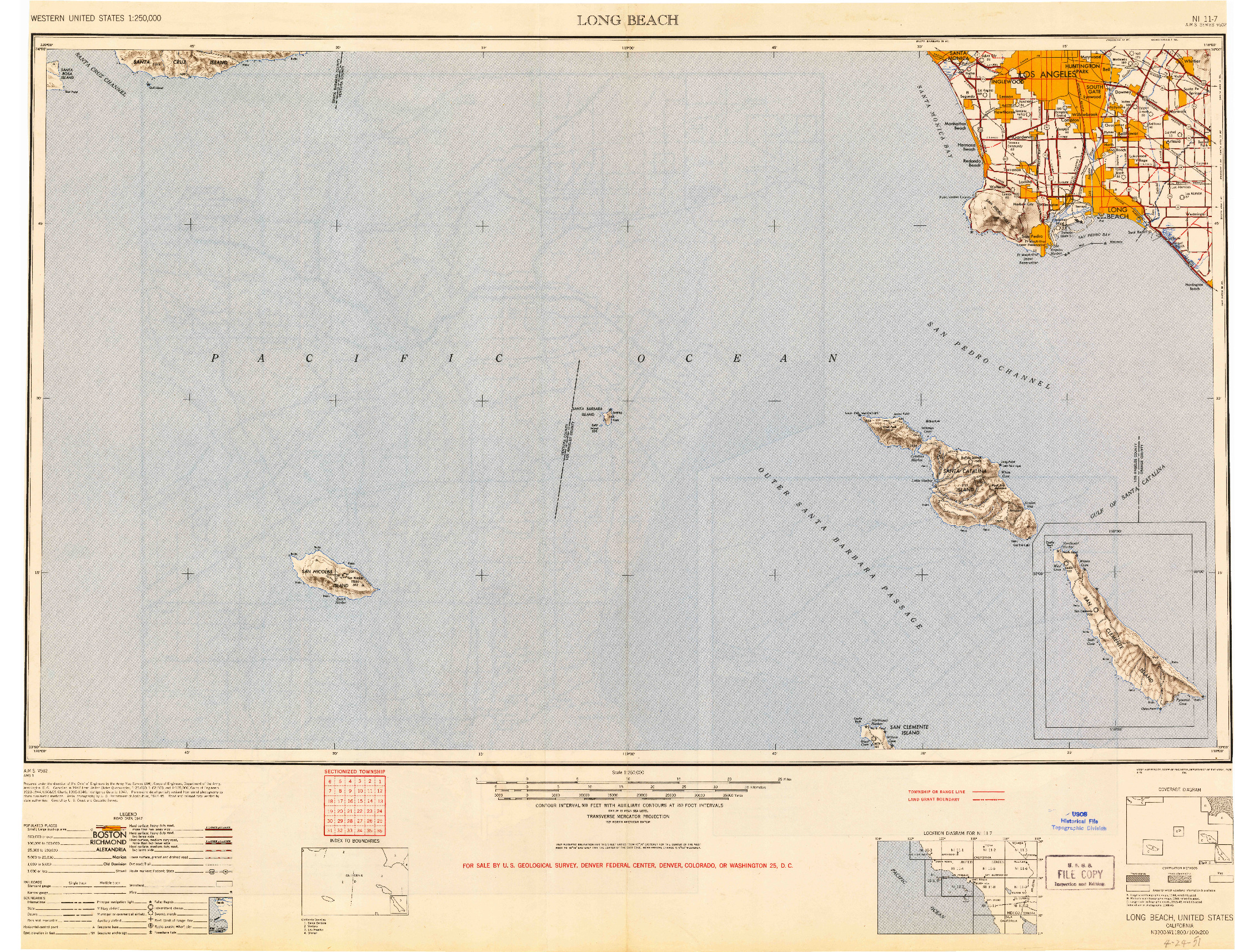 USGS 1:250000-SCALE QUADRANGLE FOR LONG BEACH, CA 1949