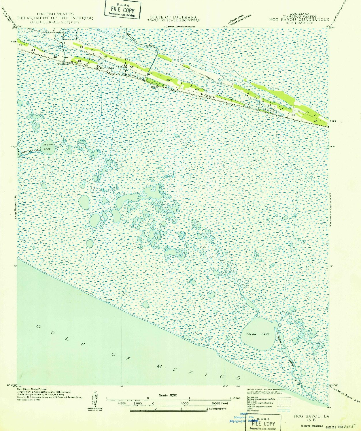 USGS 1:31680-SCALE QUADRANGLE FOR HOG BAYOU NE, LA 1949