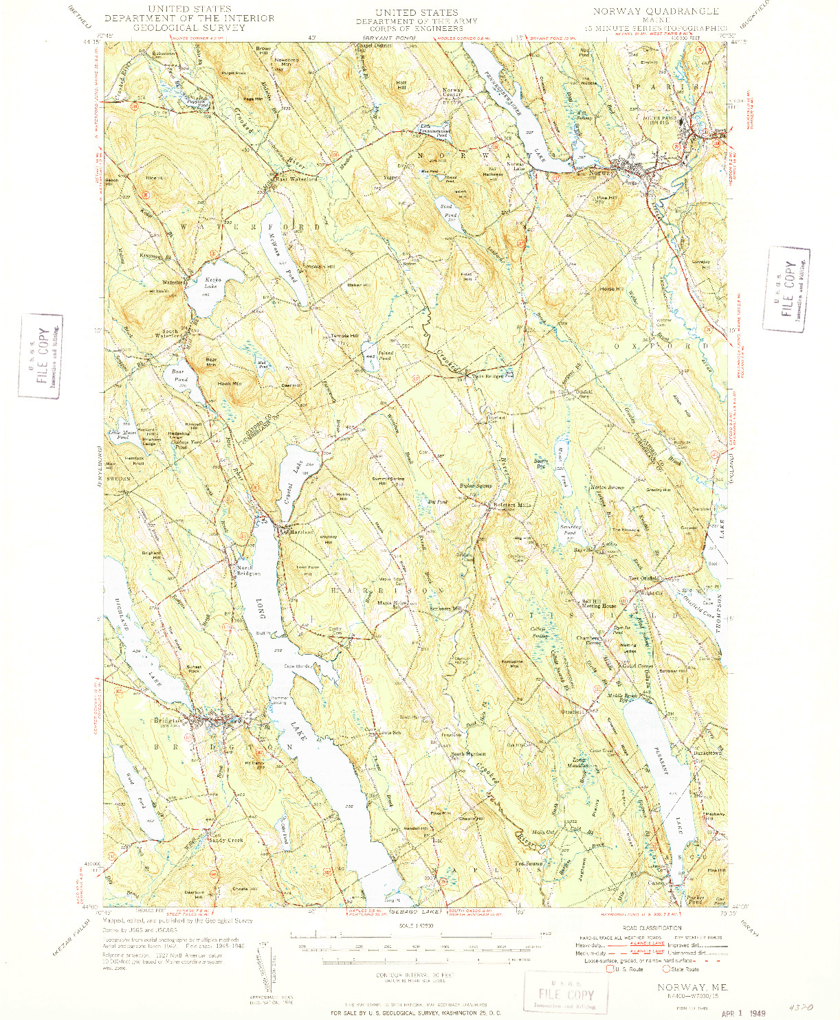 USGS 1:62500-SCALE QUADRANGLE FOR NORWAY, ME 1949