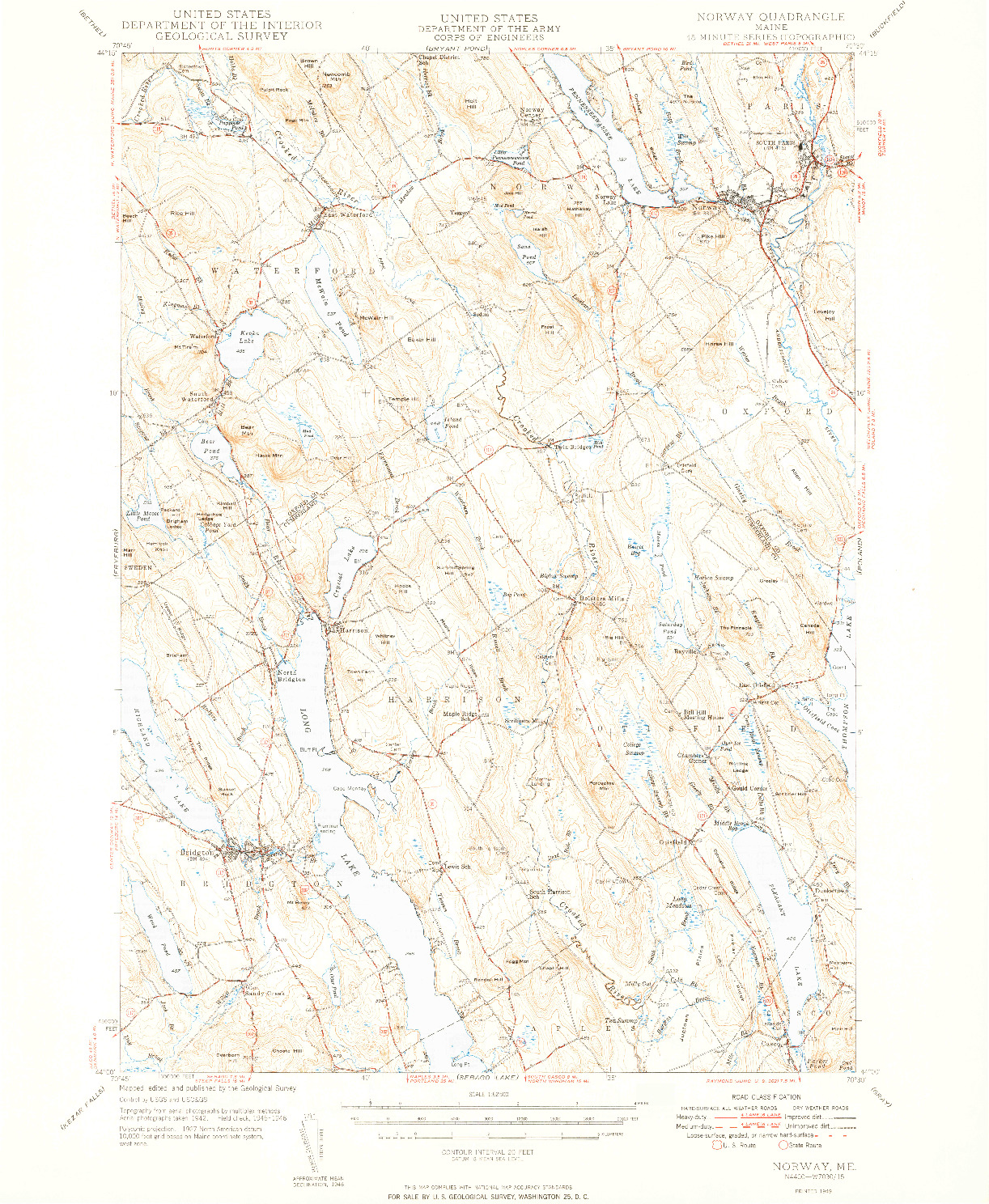 USGS 1:62500-SCALE QUADRANGLE FOR NORWAY, ME 1949