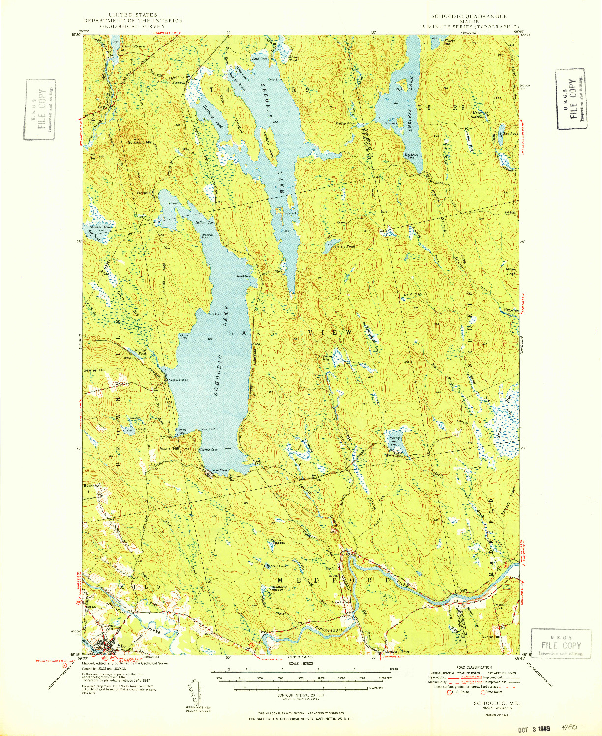 USGS 1:62500-SCALE QUADRANGLE FOR SCHOODIC, ME 1949