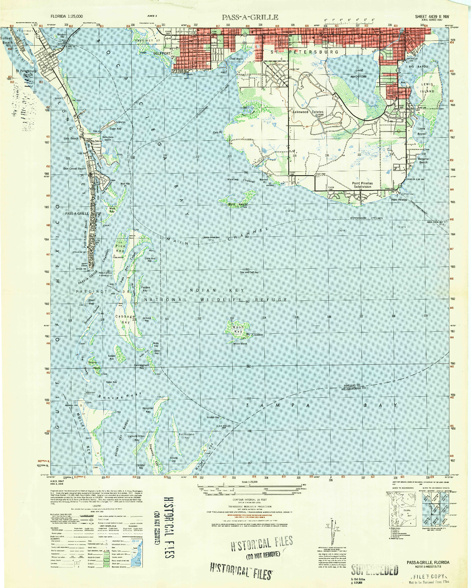 USGS 1:25000-SCALE QUADRANGLE FOR PASS-A-GRILLE, FL 1949
