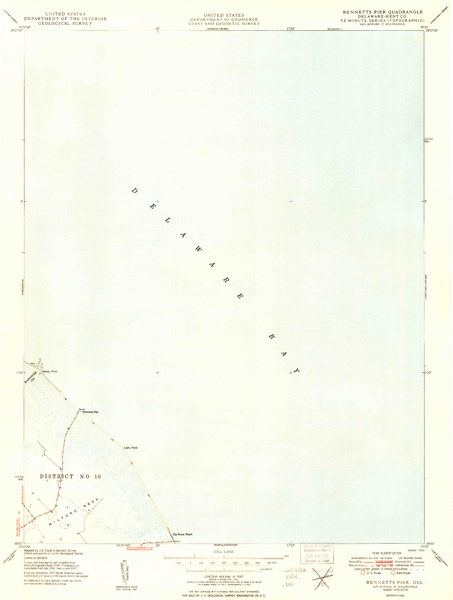 USGS 1:24000-SCALE QUADRANGLE FOR BENNETT'S PIER, DE 1949