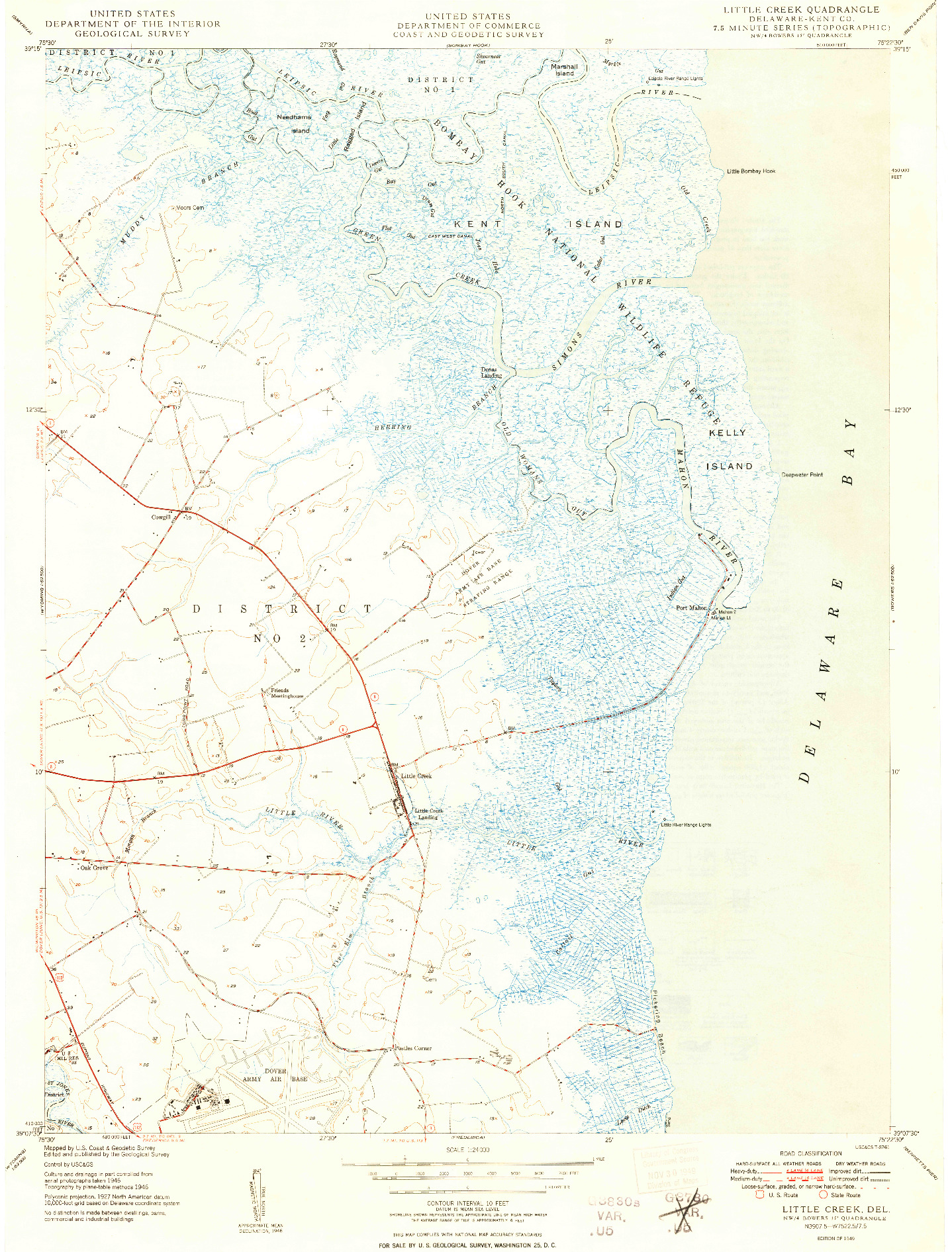USGS 1:24000-SCALE QUADRANGLE FOR LITTLE CREEK, DE 1949