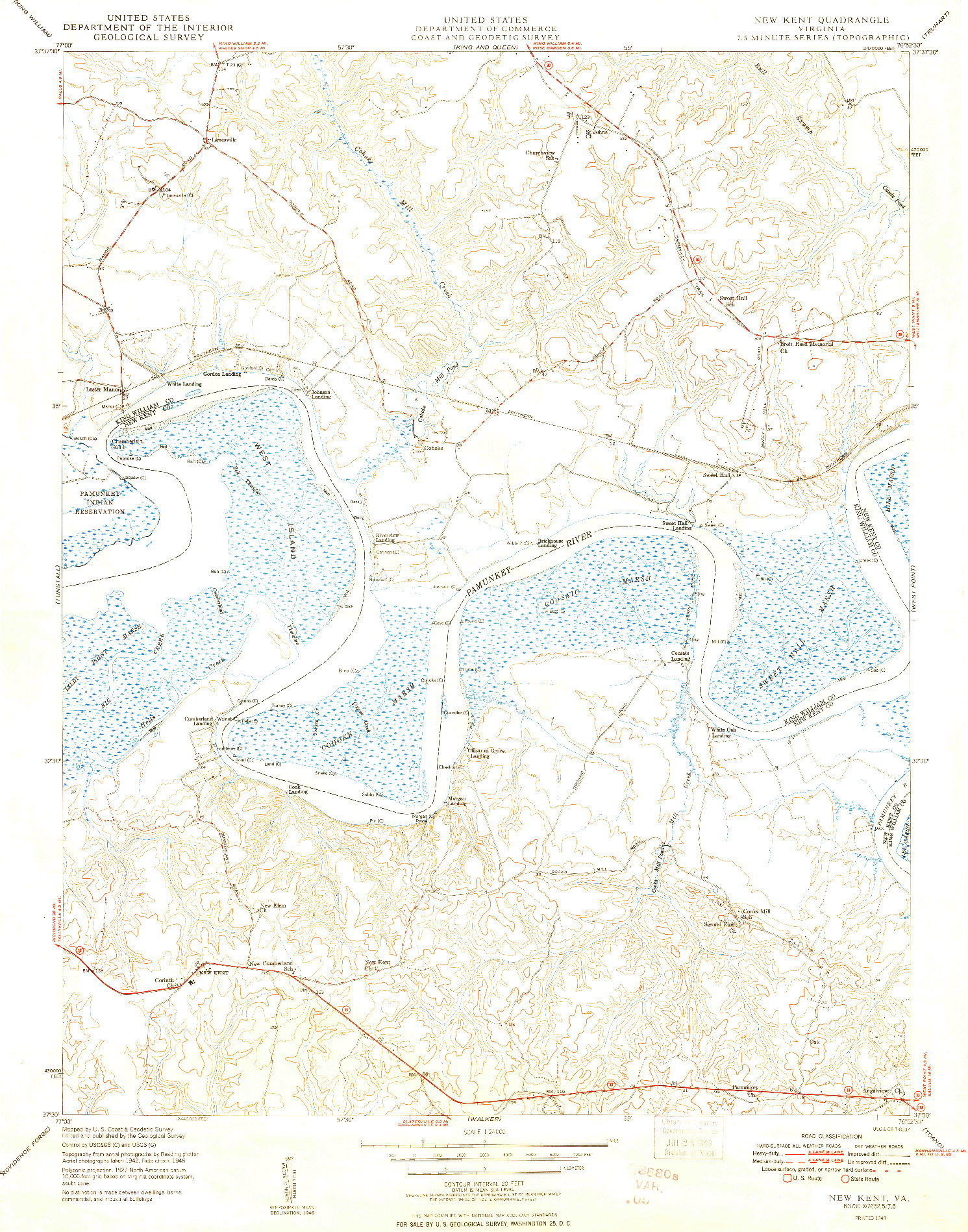 USGS 1:24000-SCALE QUADRANGLE FOR NEW KENT, VA 1949