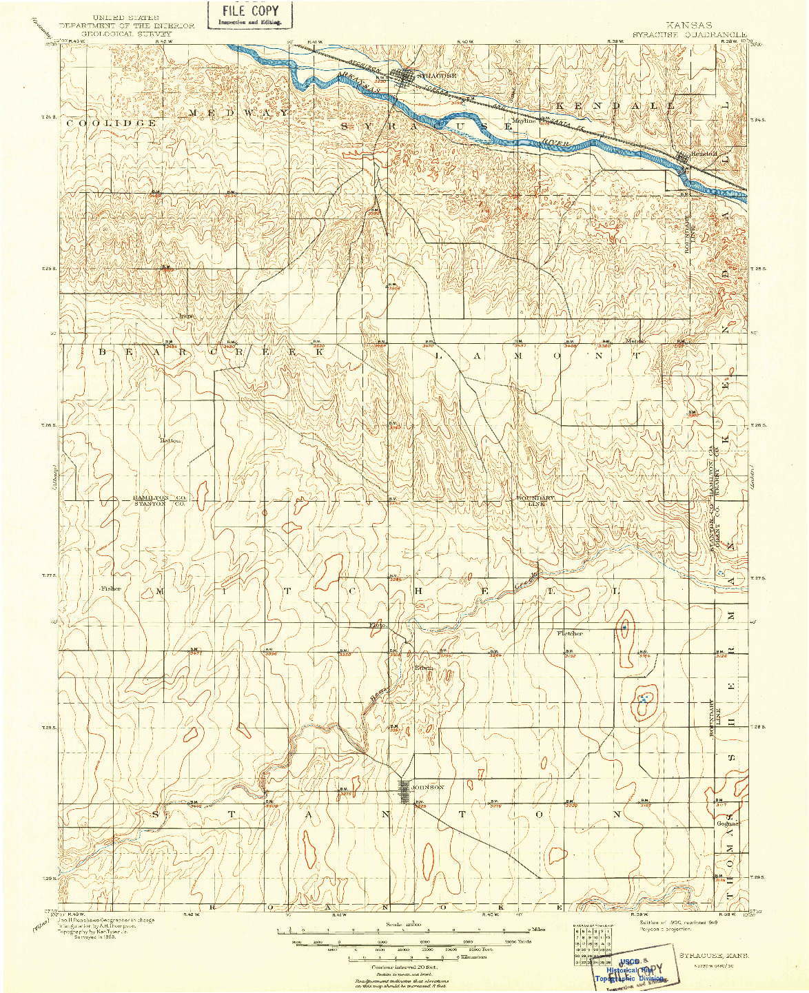 USGS 1:125000-SCALE QUADRANGLE FOR SYRACUSE, KS 1900
