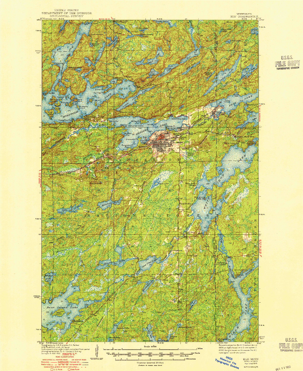 USGS 1:62500-SCALE QUADRANGLE FOR ELY, MN 1939