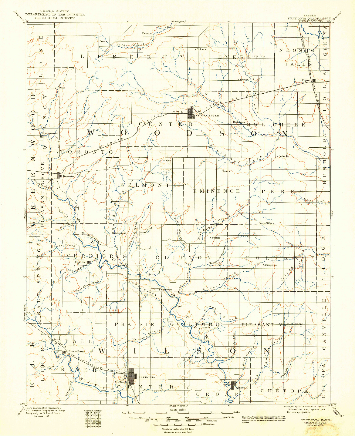 USGS 1:125000-SCALE QUADRANGLE FOR FREDONIA, KS 1894