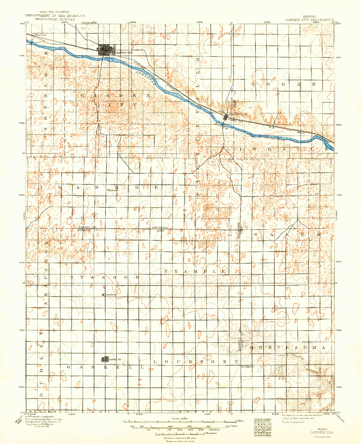 USGS 1:125000-SCALE QUADRANGLE FOR GARDEN CITY, KS 1896