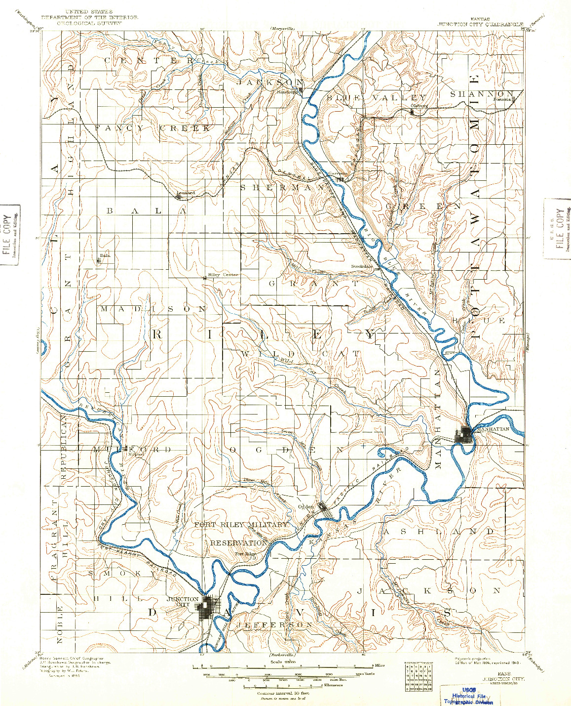 USGS 1:125000-SCALE QUADRANGLE FOR JUNCTION CITY, KS 1894