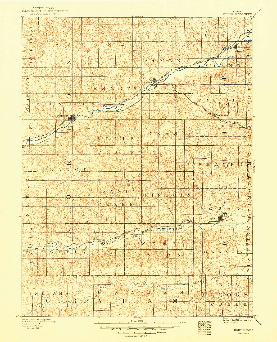 USGS 1:125000-SCALE QUADRANGLE FOR NORTON, KS 1893