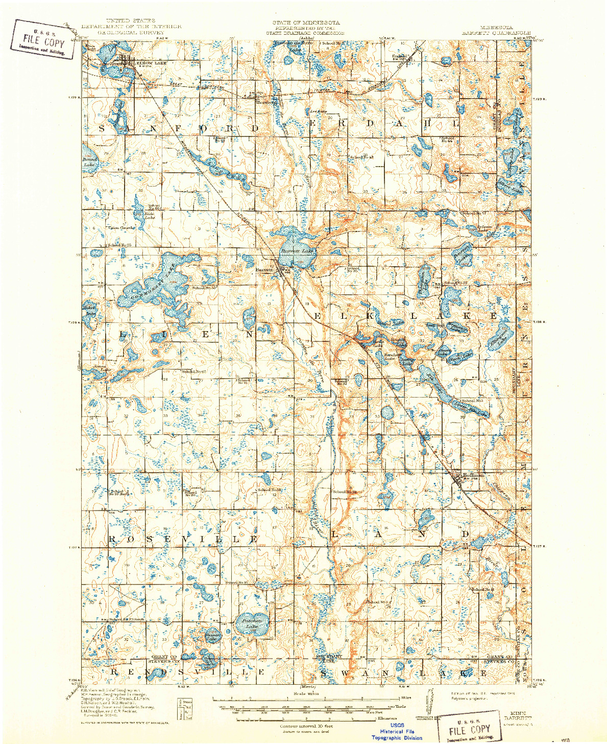 USGS 1:62500-SCALE QUADRANGLE FOR BARRETT, MN 1911