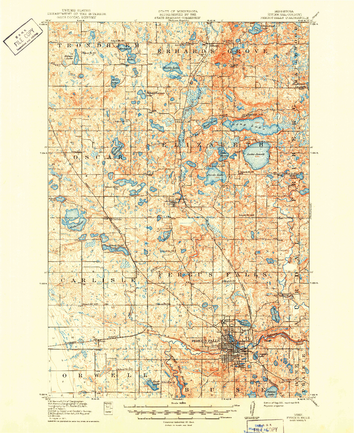 USGS 1:62500-SCALE QUADRANGLE FOR FERGUS FALLS, MN 1913