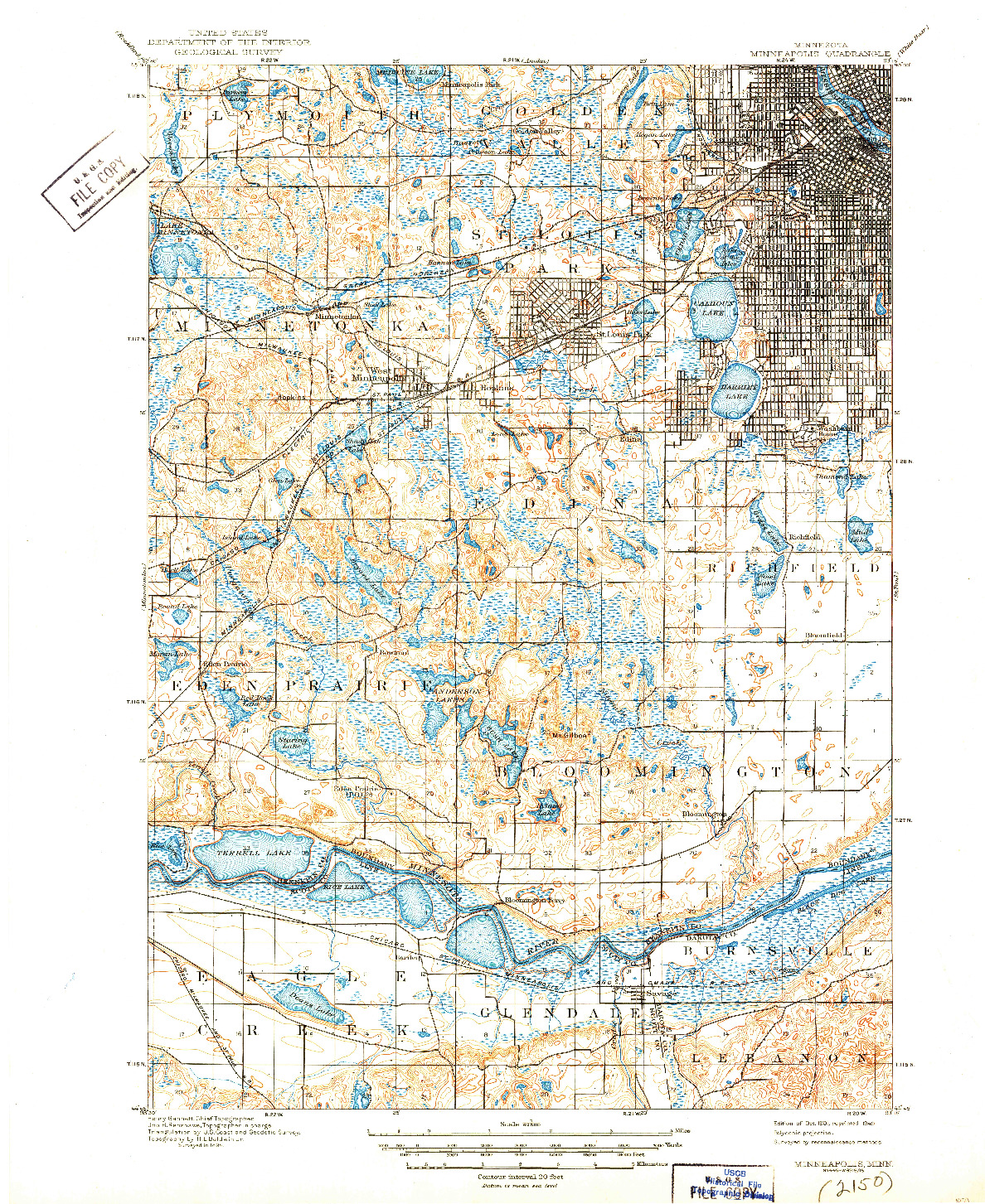 USGS 1:62500-SCALE QUADRANGLE FOR MINNEAPOLIS, MN 1901