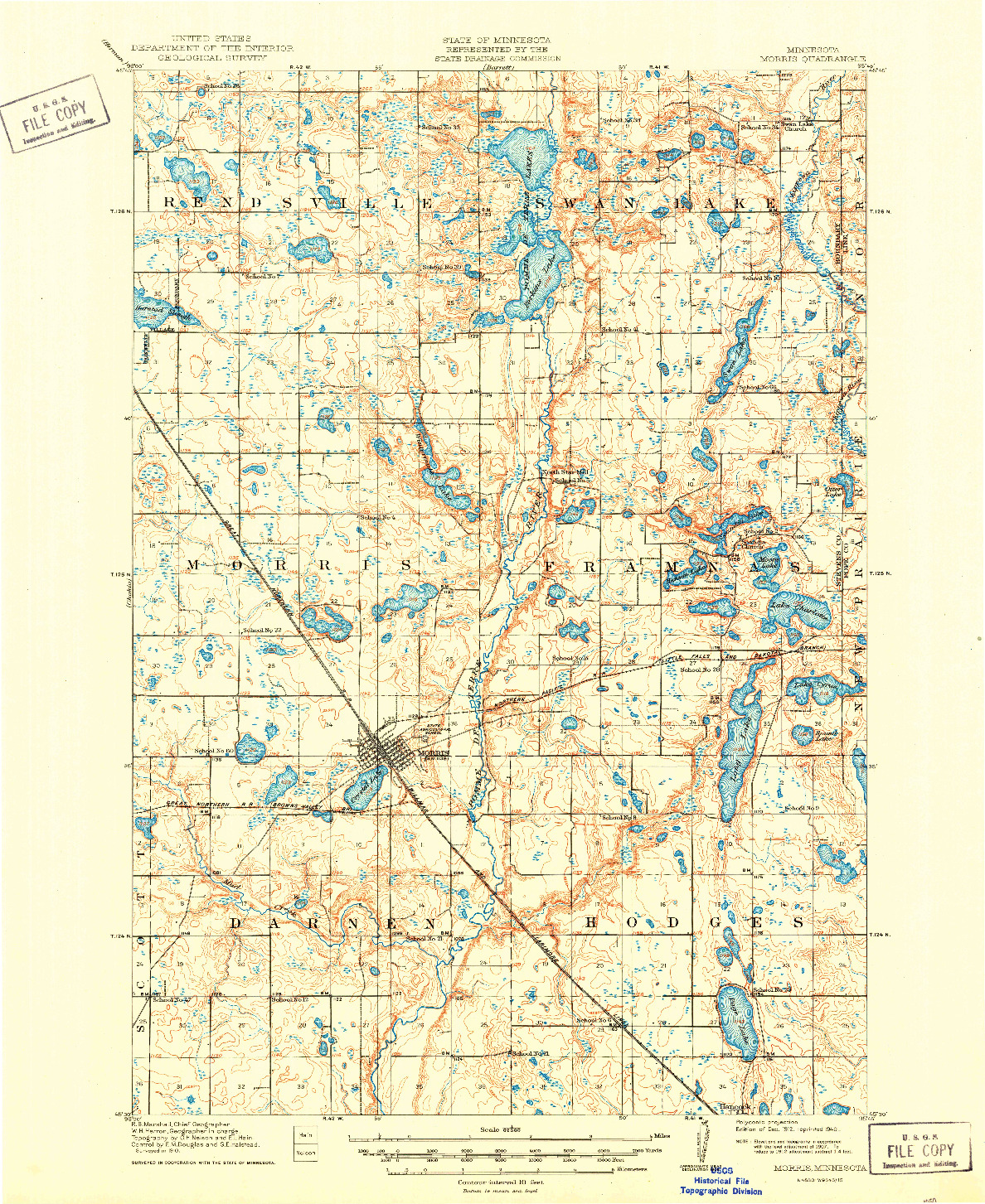 USGS 1:62500-SCALE QUADRANGLE FOR MORRIS, MN 1912