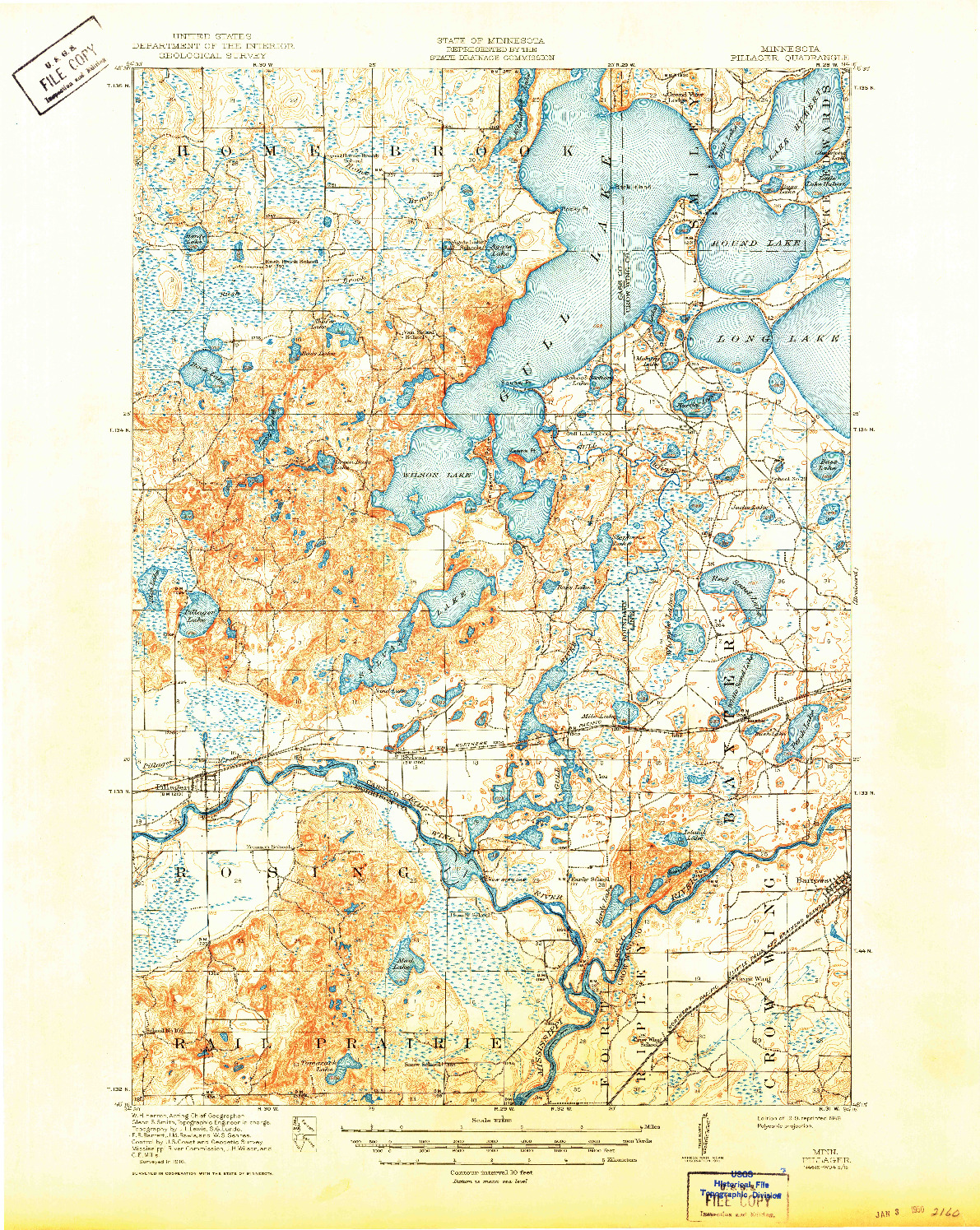 USGS 1:62500-SCALE QUADRANGLE FOR PILLAGER, MN 1919