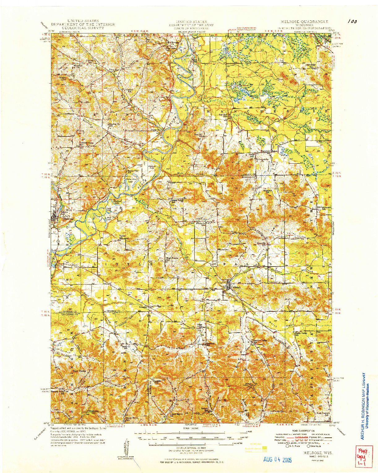 USGS 1:62500-SCALE QUADRANGLE FOR MELROSE, WI 1949