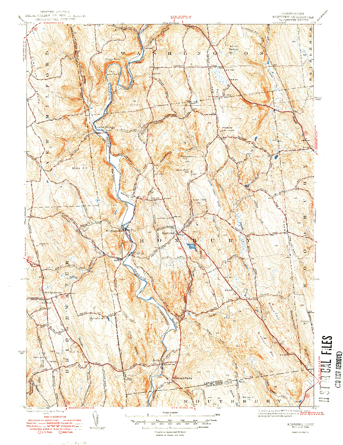 USGS 1:31680-SCALE QUADRANGLE FOR ROXBURY, CT 1949